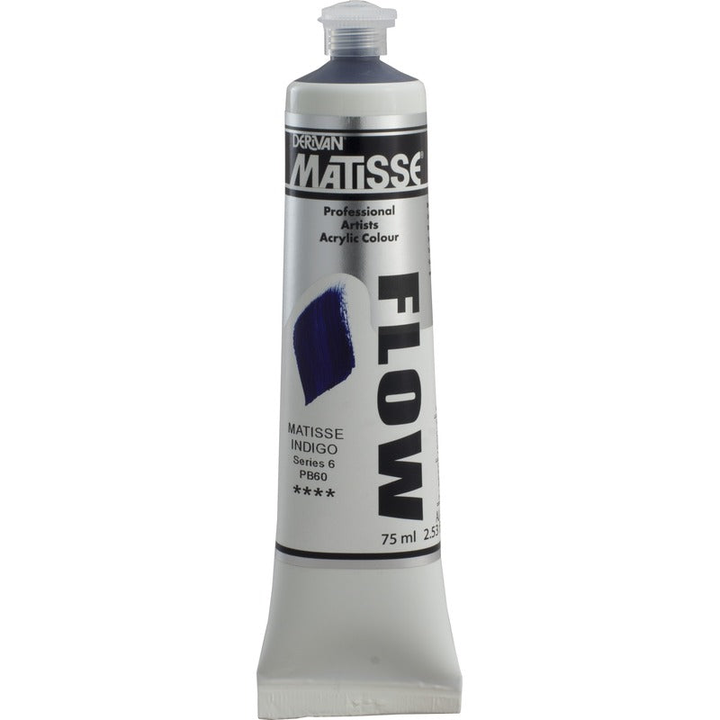 White Smoke Derivan Matisse Flow Acrylic Paint, S6, 75ml, Indigo Acrylic Paints