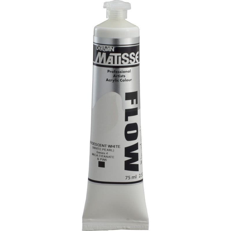 White Smoke Derivan Matisse Flow Acrylic Paint, S4, 75ml, Iridescent White Acrylic Paints