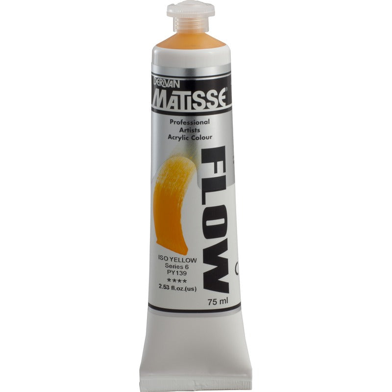 White Smoke Derivan Matisse Flow Acrylic Paint, S6, 75ml, Iso Yellow Acrylic Paints