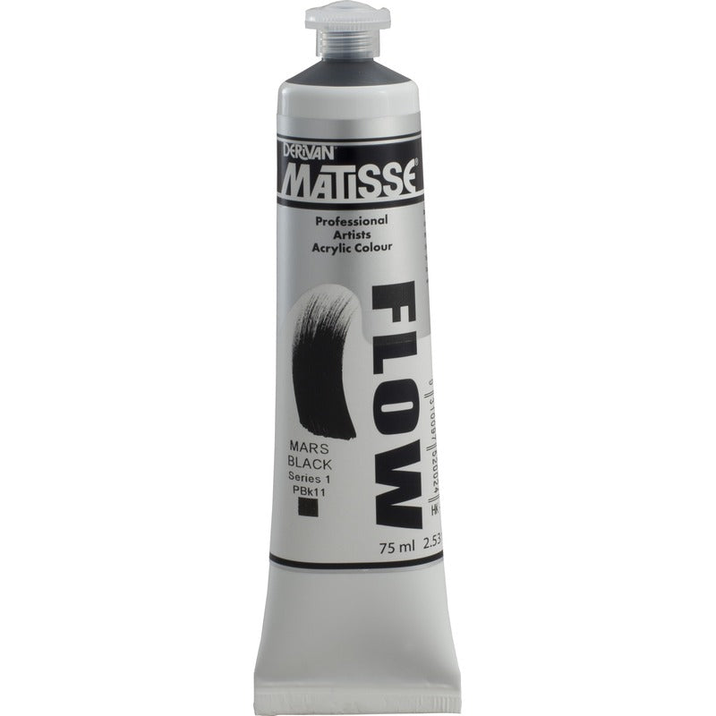 White Smoke Derivan Matisse Flow Acrylic Paint, S1, 75ml, Mars Black Acrylic Paints
