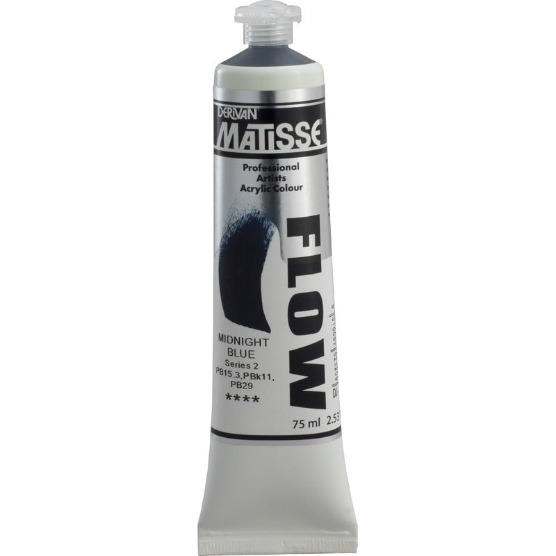 White Smoke Derivan Matisse Flow Acrylic Paint, S2, 75ml, Midnight Blue Acrylic Paints