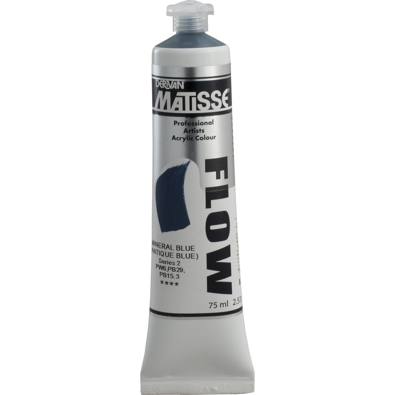 White Smoke Derivan Matisse Flow Acrylic Paint, S2, 75ml, Mineral Blue Acrylic Paints