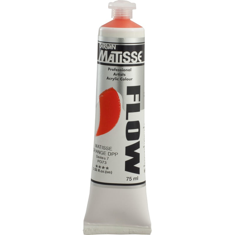 White Smoke Derivan Matisse Flow Acrylic Paint, S7, 75ml, Matisse Orange Deep Acrylic Paints