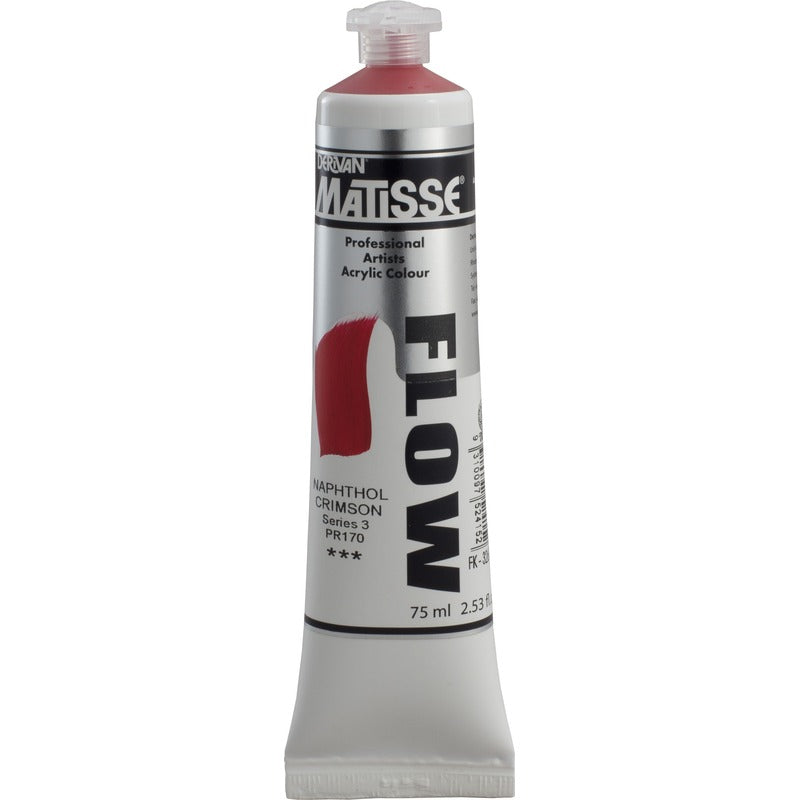 White Smoke Derivan Matisse Flow Acrylic Paint, S3, 75ml, Napthol Crimson Acrylic Paints