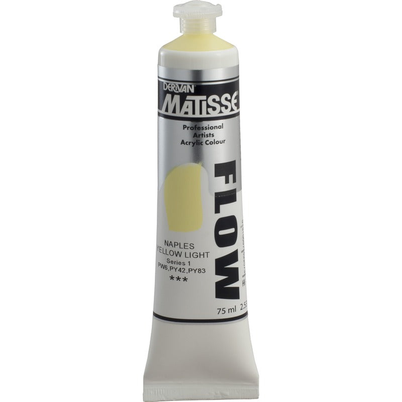 White Smoke Derivan Matisse Flow Acrylic Paint, S1, 75ml, Naples Yellow Light Acrylic Paints