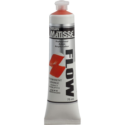 White Smoke Derivan Matisse Flow Acrylic Paint, S3, 75ml, Permanent Orange Acrylic Paints