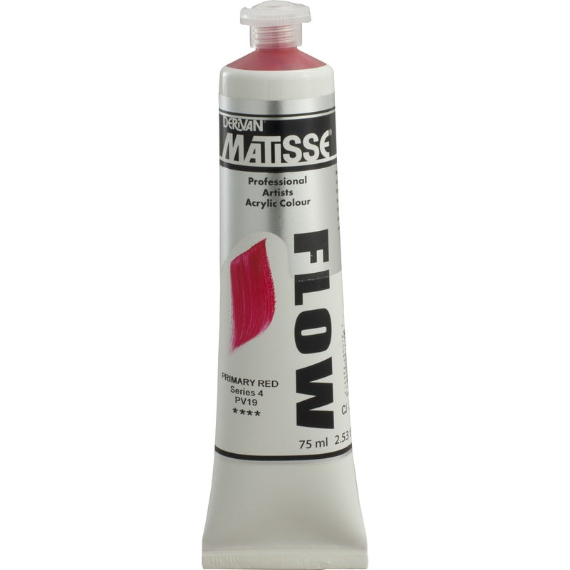 White Smoke Derivan Matisse Flow Acrylic Paint, S4, 75ml, Primary Red Acrylic Paints