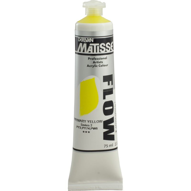 White Smoke Derivan Matisse Flow Acrylic Paint, S2, 75ml, Primary Yellow Acrylic Paints
