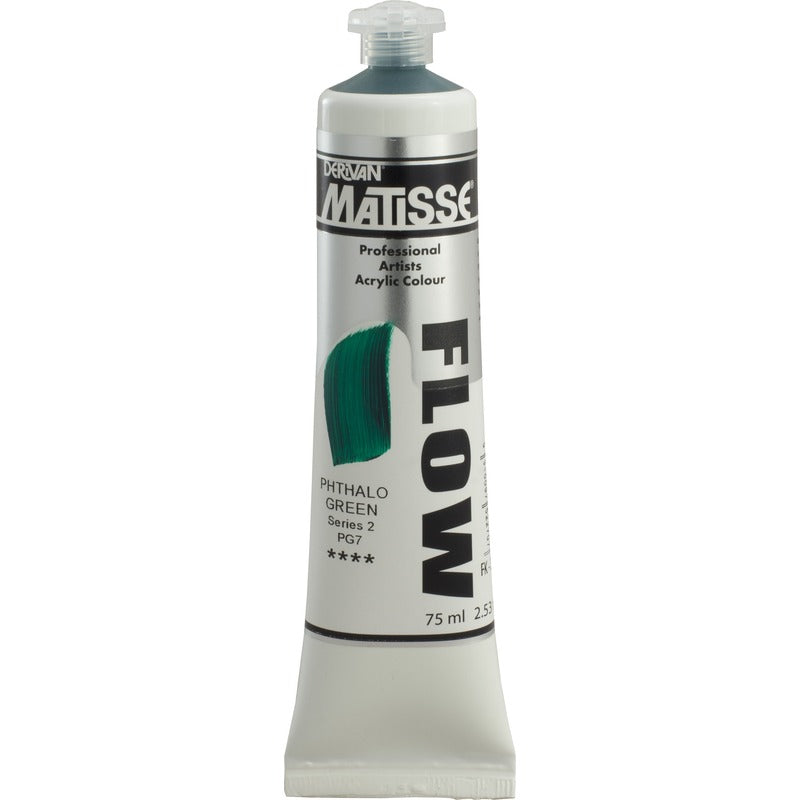 White Smoke Derivan Matisse Flow Acrylic Paint, S2, 75ml, Phthalo Green Acrylic Paints
