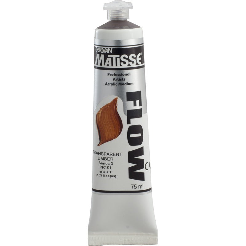 White Smoke Derivan Matisse Flow Acrylic Paint, S3, 75ml, Transparent Umber Acrylic Paints