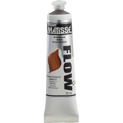 White Smoke Derivan Matisse Flow Acrylic Paint, S3, 75ml, Transparent Umber Acrylic Paints