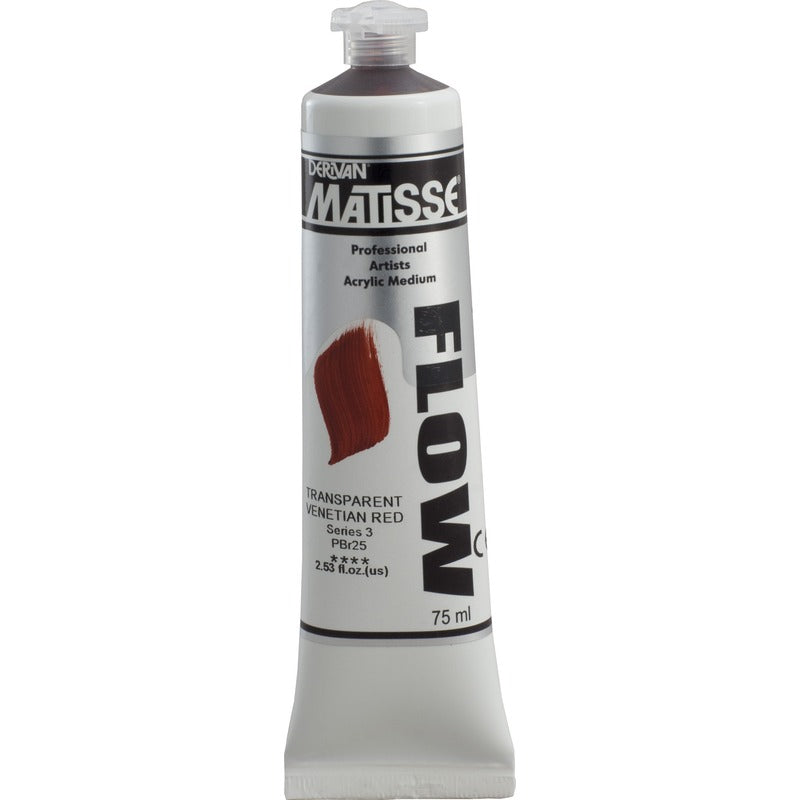 White Smoke Derivan Matisse Flow Acrylic Paint, S3, 75ml, Transparent Venetian Red Acrylic Paints