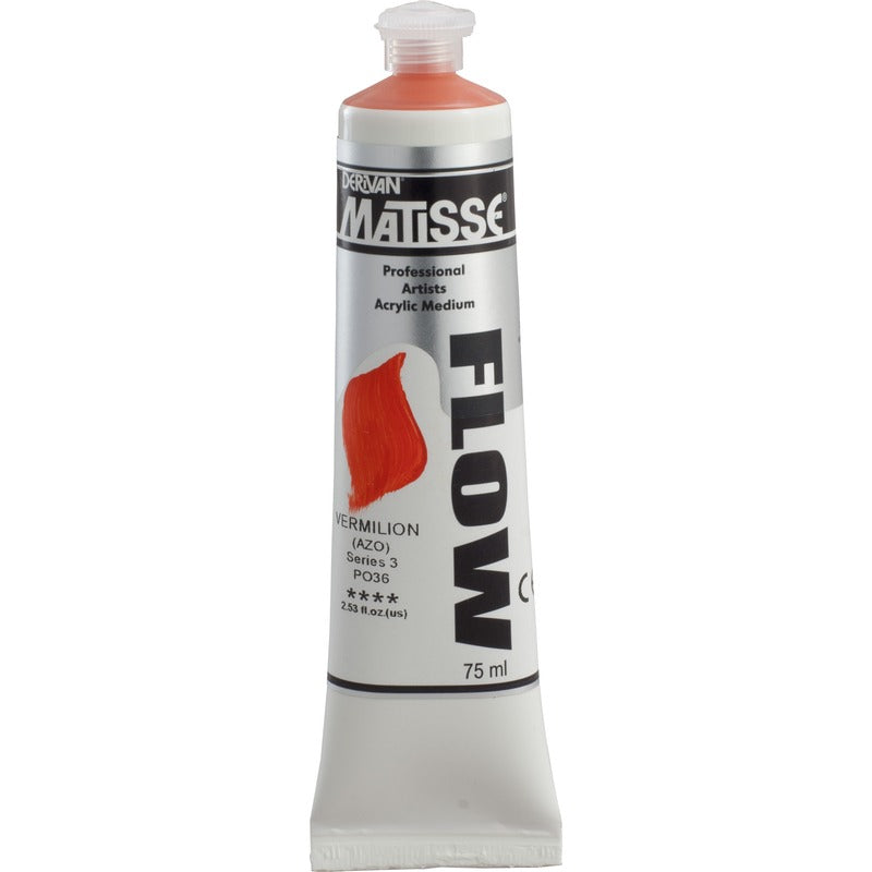 White Smoke Derivan Matisse Flow Acrylic Paint, S3, 75ml, Vermilion Acrylic Paints