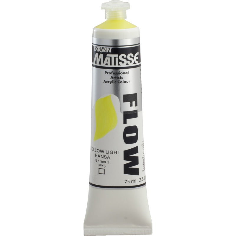 White Smoke Derivan Matisse Flow Acrylic Paint, S2, 75ml, Yellow Light Hansa Acrylic Paints