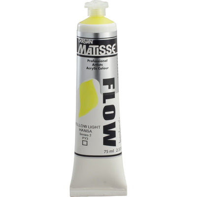 White Smoke Derivan Matisse Flow Acrylic Paint, S2, 75ml, Yellow Light Hansa Acrylic Paints
