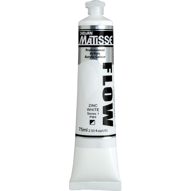 White Smoke Derivan Matisse Flow Acrylic Paint, S1, 75ml, Zinc White Acrylic Paints
