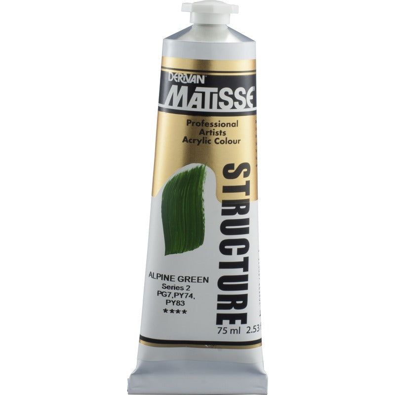 White Smoke Derivan Matisse Structure Acrylic Paint, S2, 75ml, Alpine Green Acrylic Paints