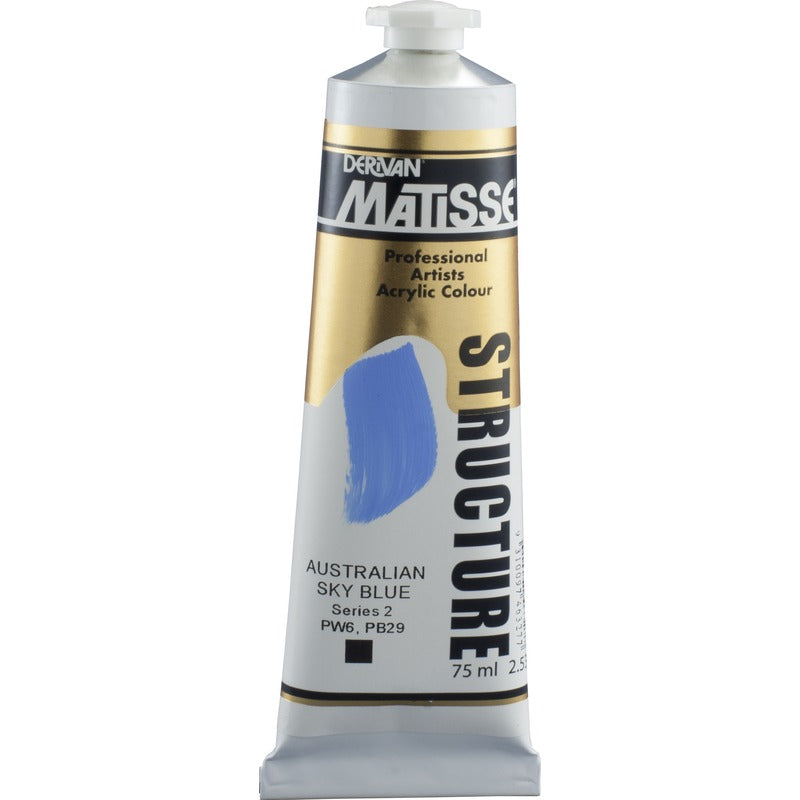 White Smoke Derivan Matisse Structure Acrylic Paint, S2, 75ml, Australian Sky Blue Acrylic Paints