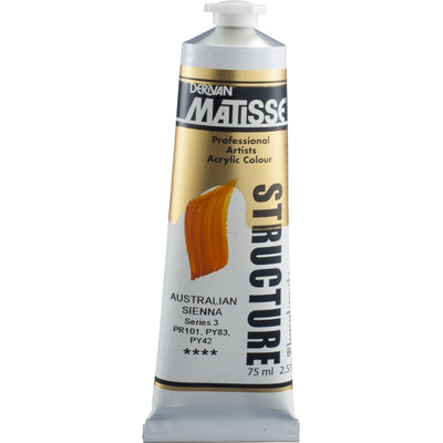 White Smoke Derivan Matisse Structure Acrylic Paint, S3, 75ml, Australian Sienna Acrylic Paints