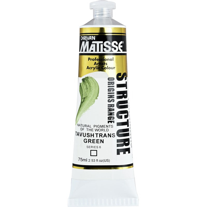 White Smoke Derivan Matisse Structure Acrylic Paint, S6, 75ml, Tavush Trans Green Acrylic Paints