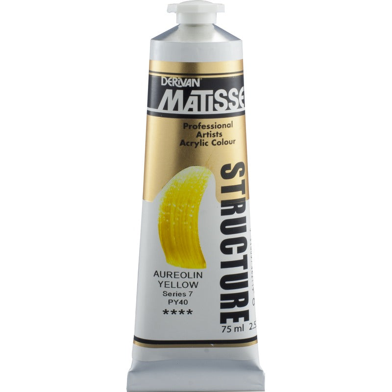 White Smoke Derivan Matisse Structure Acrylic Paint, S7, 75ml, Aureolin Yellow Acrylic Paints