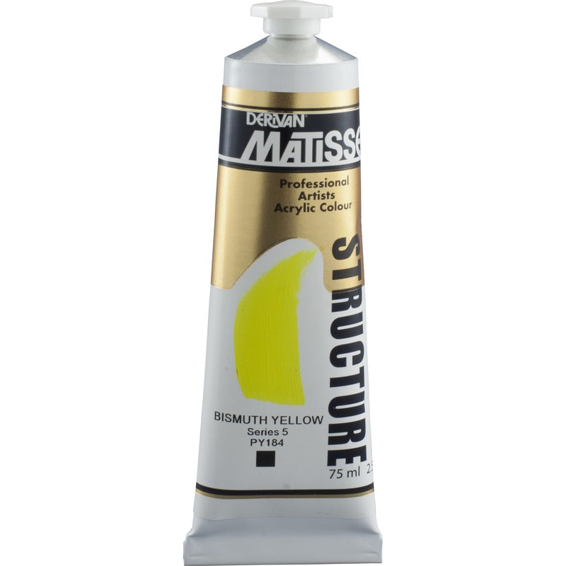 White Smoke Derivan Matisse Structure Acrylic Paint, S5, 75ml, Bismuth Yellow Acrylic Paints