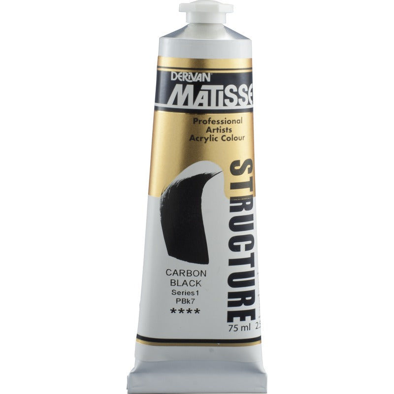 White Smoke Derivan Matisse Structure Acrylic Paint, S1, 75ml, Carbon Black Acrylic Paints