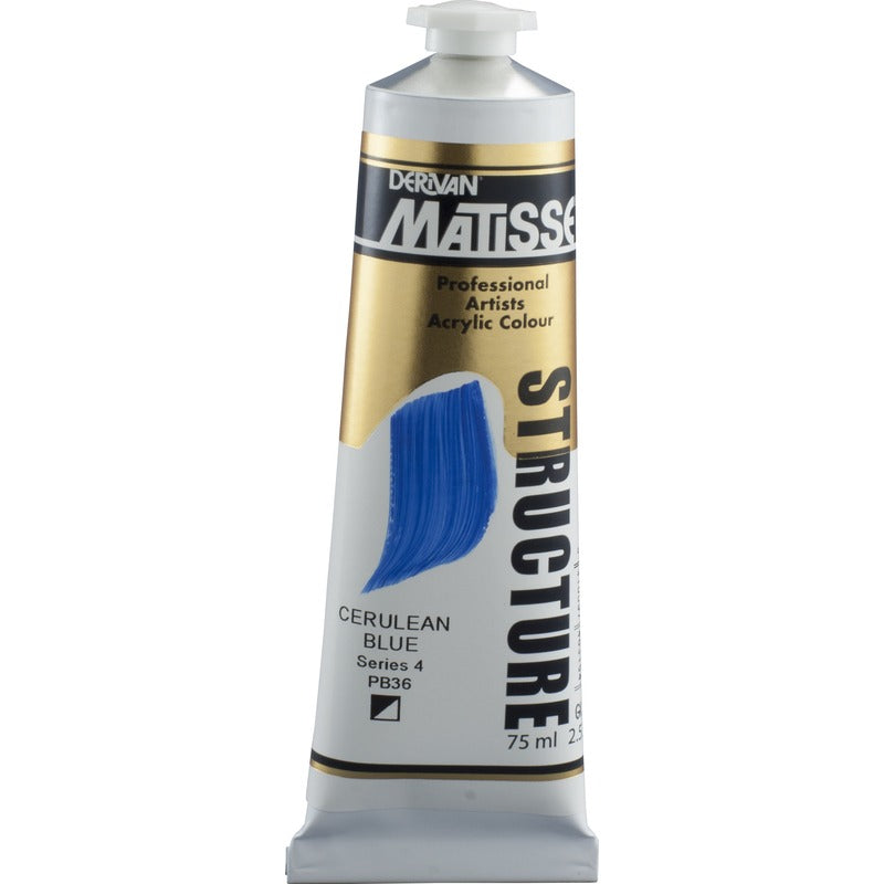 White Smoke Derivan Matisse Structure Acrylic Paint, S4, 75ml, Cerulean Blue Acrylic Paints