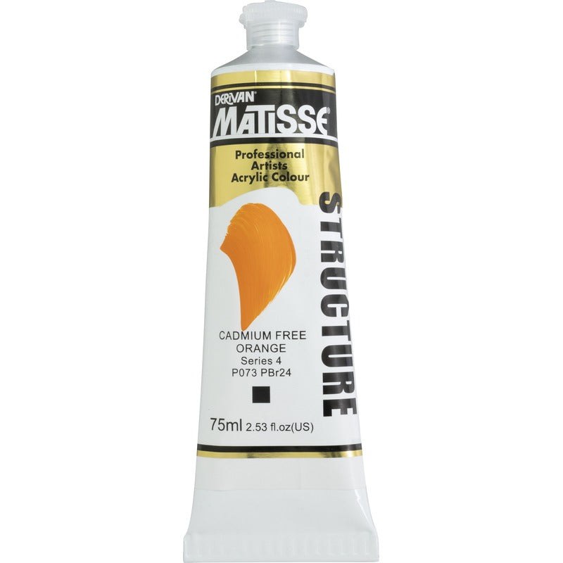 White Smoke Derivan Matisse Structure Acrylic Paint, S4, 75ml, Cadmium Free Orange Acrylic Paints