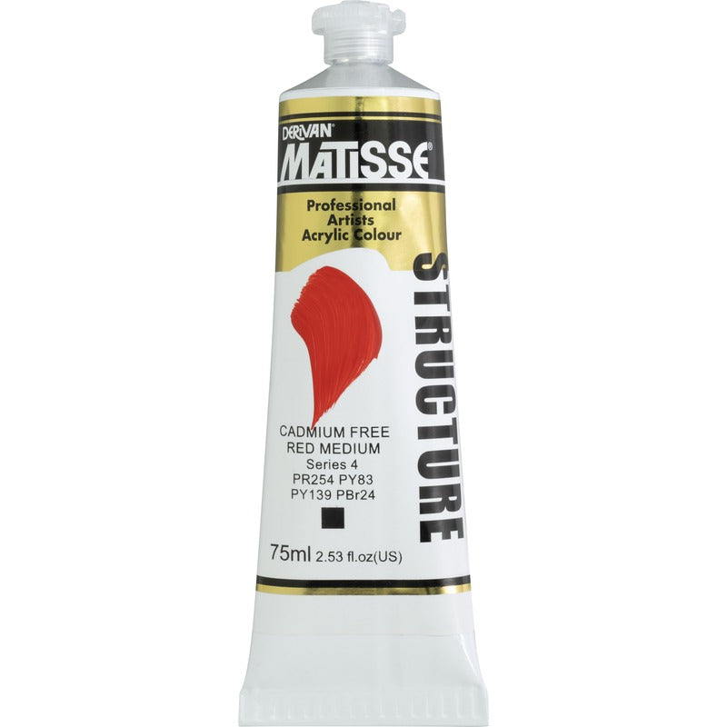 White Smoke Derivan Matisse Structure Acrylic Paint, S4, 75ml, Cadmium Free Red Medium Acrylic Paints