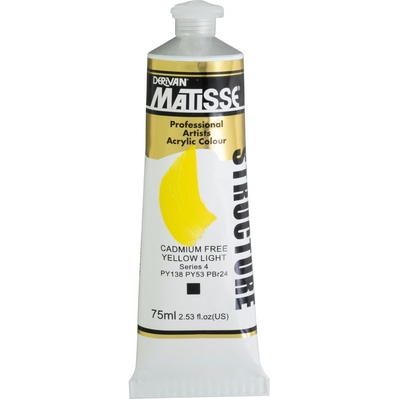 White Smoke Derivan Matisse Structure Acrylic Paint, S4, 75ml, Cadmium Free Yellow Light Acrylic Paints