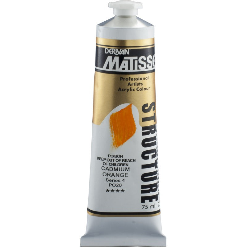 White Smoke Derivan Matisse Structure Acrylic Paint, S4, 75ml, Cadmium Orange Acrylic Paints