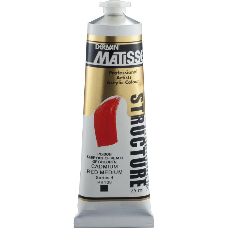 White Smoke Derivan Matisse Structure Acrylic Paint, S4, 75ml, Cadmium Red Medium Acrylic Paints