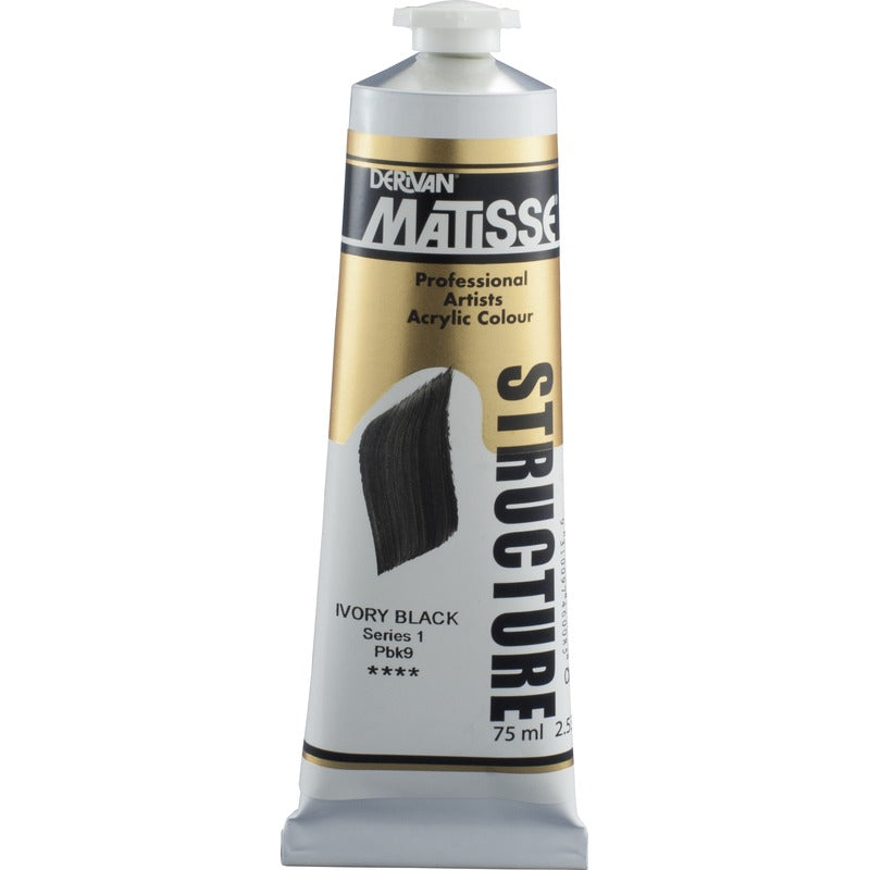 White Smoke Derivan Matisse Structure Acrylic Paint, S1, 75ml, Ivory Black Acrylic Paints