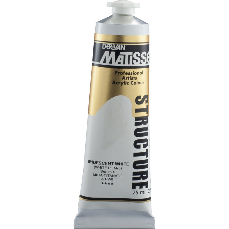 White Smoke Derivan Matisse Structure Acrylic Paint, S4, 75ml, Iridescent White Acrylic Paints