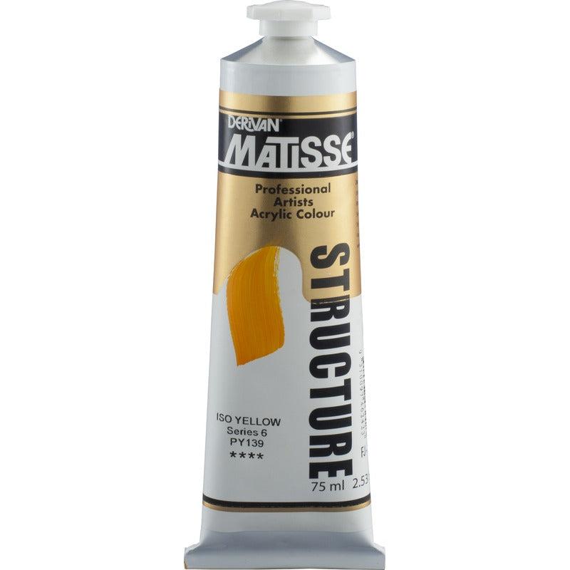 White Smoke Derivan Matisse Structure Acrylic Paint, S6, 75ml, Iso Yellow Acrylic Paints