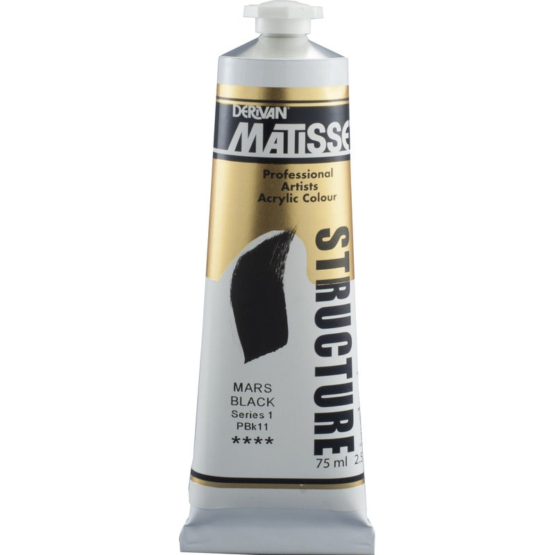 White Smoke Derivan Matisse Structure Acrylic Paint, S1, 75ml, Mars Black Acrylic Paints