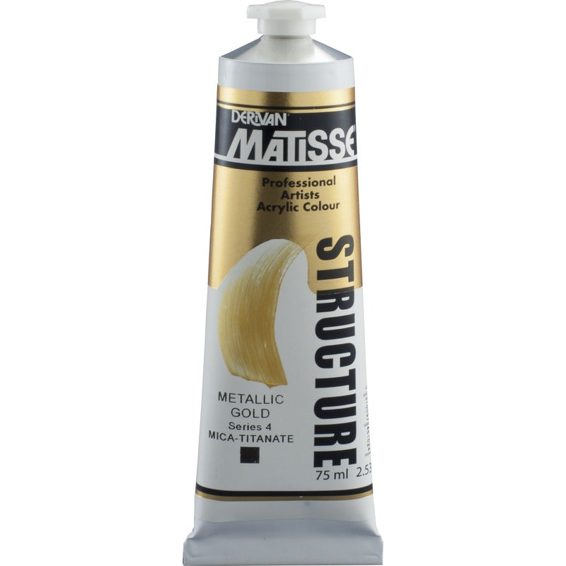 White Smoke Derivan Matisse Structure Acrylic Paint, S4, 75ml, Metallic Gold Acrylic Paints