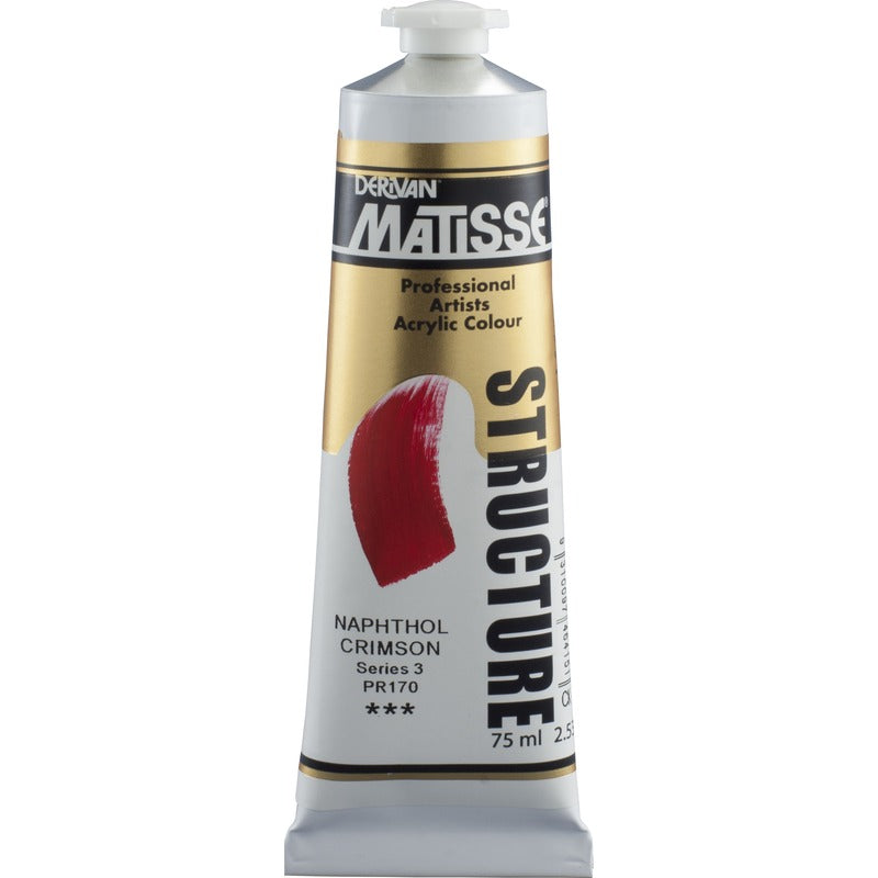 White Smoke Derivan Matisse Structure Acrylic Paint, S3, 75ml, Napthol Crimson Acrylic Paints
