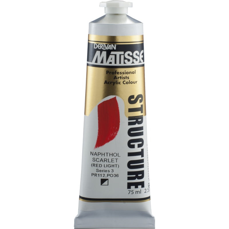 White Smoke Derivan Matisse Structure Acrylic Paint, S3, 75ml, Napthol Scarlet Acrylic Paints