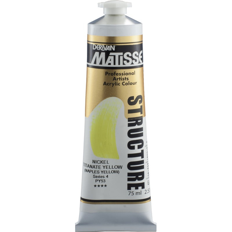 White Smoke Derivan Matisse Structure Acrylic Paint, S4, 75ml, Nickel Titanate Yellow (Naples Yellow) Acrylic Paints