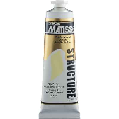 White Smoke Derivan Matisse Structure Acrylic Paint, S1, 75ml, Naples Yellow Light Acrylic Paints