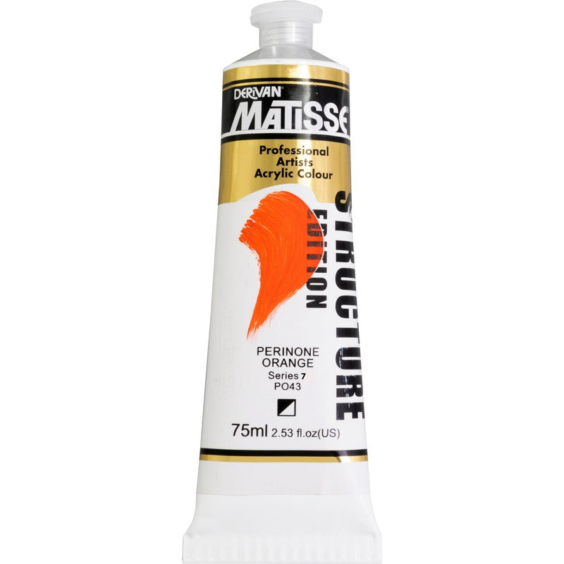 White Smoke Derivan Matisse Structure Acrylic Paint, S7, 75ml, Perinone Orange Acrylic Paints