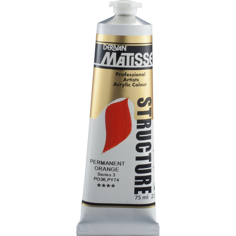 White Smoke Derivan Matisse Structure Acrylic Paint, S3, 75ml, Permanent Orange Acrylic Paints