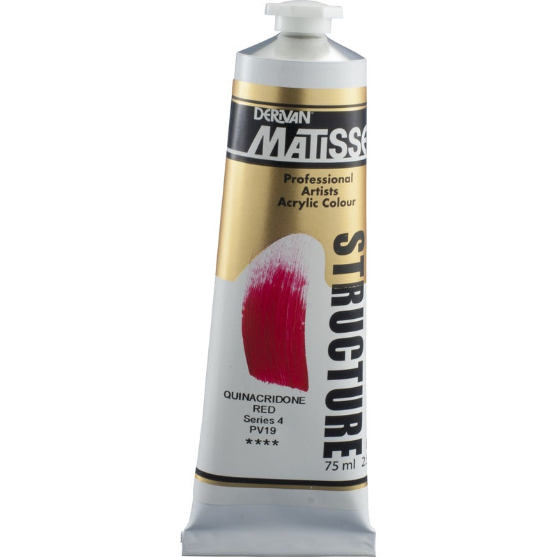White Smoke Derivan Matisse Structure Acrylic Paint, S4, 75ml, Quinacridone Red Acrylic Paints