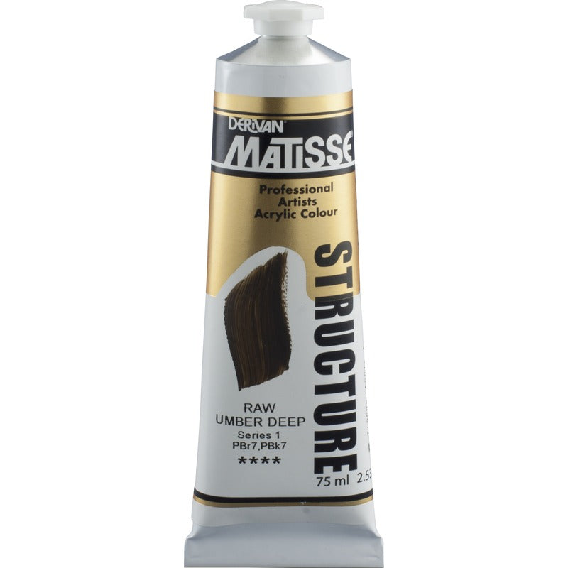 White Smoke Derivan Matisse Structure Acrylic Paint, S1, 75ml, Raw Umber Deep Acrylic Paints