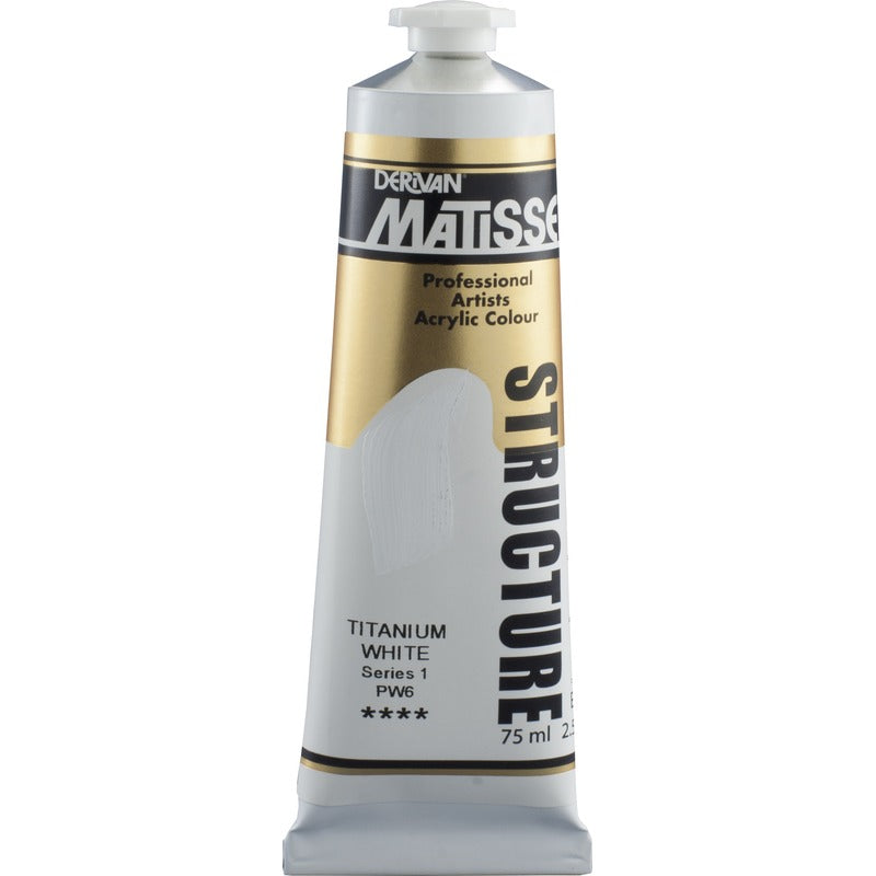 White Smoke Derivan Matisse Structure Acrylic Paint, S1, 75ml, Titanium White Acrylic Paints