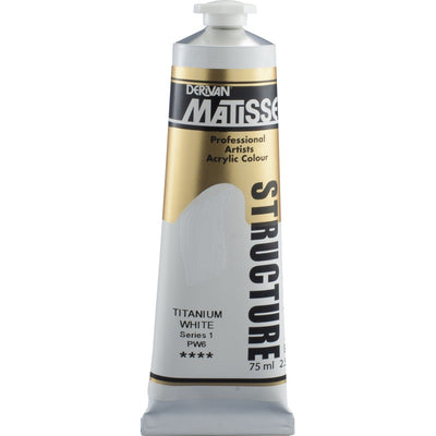 White Smoke Derivan Matisse Structure Acrylic Paint, S1, 75ml, Titanium White Acrylic Paints