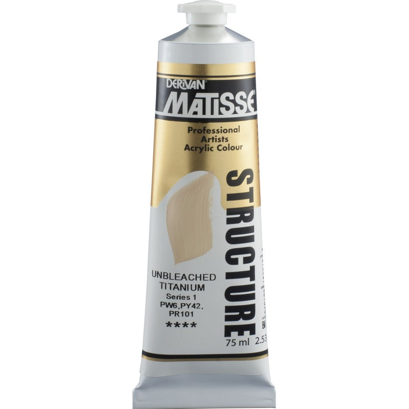 White Smoke Derivan Matisse Structure Acrylic Paint, S1, 75ml, Unbleached Titanium Acrylic Paints