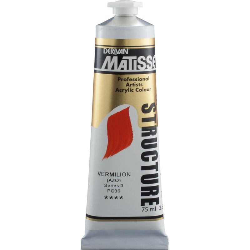 White Smoke Derivan Matisse Structure Acrylic Paint, S3, 75ml, Vermillion Acrylic Paints